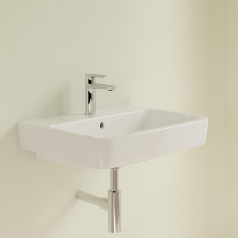 Villeroy & Boch O.novo wastafel - 60x46cm - met 1 kraangat - met overloop - geslepen - White Alpine (glans wit) SW448440