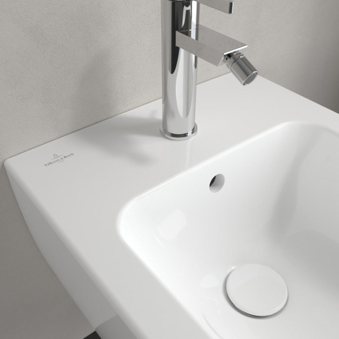 Villeroy & Boch venticello wandbidet - met 1 kraangat - 37.5x56cm - met overloop CeramicPlus - White Alpine (glans wit) 1025163