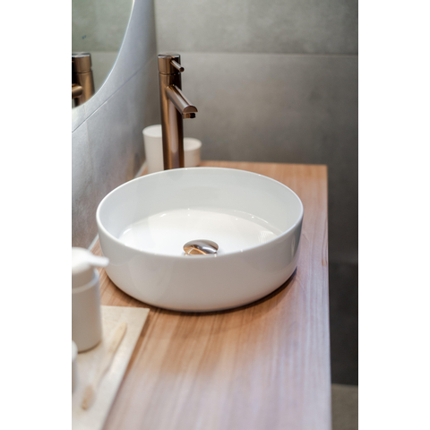 QeramiQ Dely waskom - 36x36x12cm - zonder overloop - rond - keramiek - glans wit SHOW25987