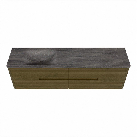 Mondiaz CIRO-DLUX Badkamermeubelset - 180x45x50cm - Solid surface wastafel Oza - 1 wasbak Links - zonder kraangaten - 4 lades - Dusk SW1533315