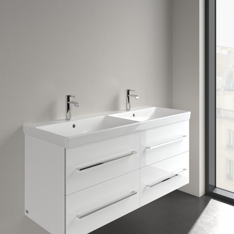 Villeroy & Boch Avento dubbele meubelwastafel - 120x47cm - 2 kraangaten - met overloop - White Alpine (glans wit) SW209499