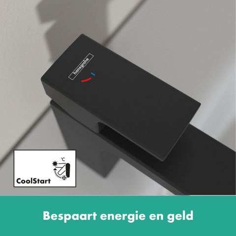 Hansgrohe Vernis Shape Eengreeps wastafelmengkraan - 70 - coolstart zinc - met PopUp - trekwaste - mat zwart SW651722