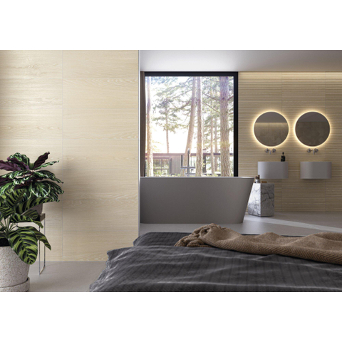 ÉCHANTILLON Terravito Bevella carreau mural - 30x75cm - rectifié - aspect bois - Maple mat (beige) SW1130579