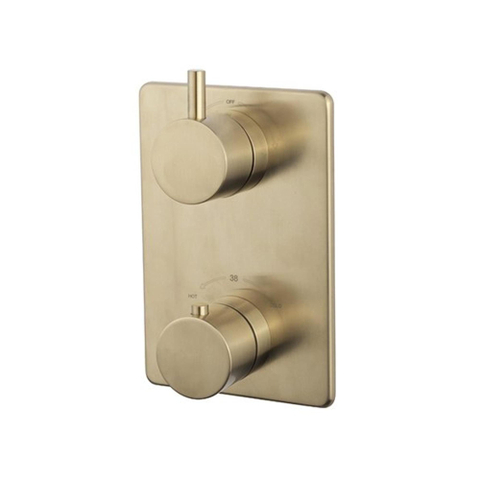 Wiesbaden Caral Ensemble de finition thermostat encastré 2 voies en laiton brossé PVD SW373298