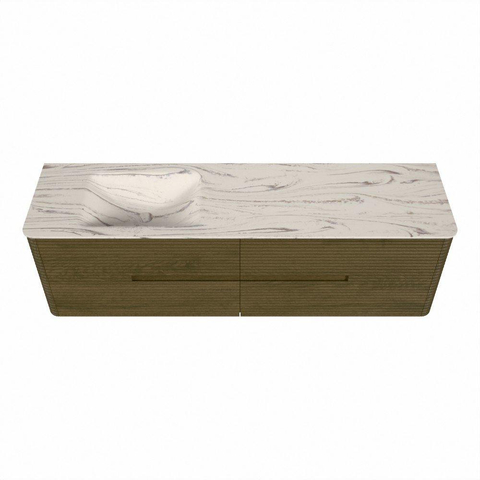 Mondiaz CIRO-DLUX Badkamermeubelset - 170x45x50cm - Solid surface wastafel Nata - 1 wasbak Links - zonder kraangaten - 4 lades - Dusk SW1533238