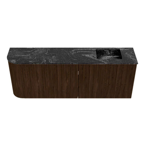 Mondiaz JOYA-DLUX 111.6cm toiletmeubel - ronding links kleur Walnut - Wastafel FAYE positie Rechts 1 kraangat kleur Lava. SW1422483