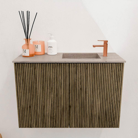 Mondiaz JOYA-DLUX 60cm meuble de salle de bains WC - couleur Dusk - Vasque FAYE position Droite 1 trou de robinet couleur Saba. SW1426045