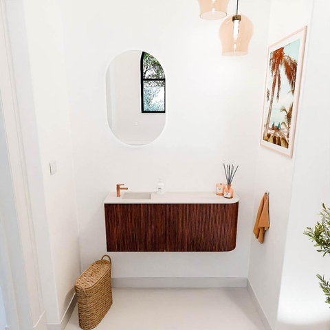 Mondiaz JOYA-DLUX 101.6cm toiletmeubel - ronding rechts kleur Ruby - Wastafel FAYE positie Links 1 kraangat kleur Meli. SW1425384