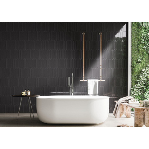 ÉCHANTILLON Terravito Ulvara carreau mural - 6.5x33.2cm - 8mm - Hexagone - Anthracite brillant SW736320