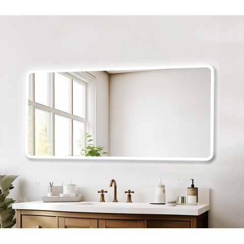 Saniclass Lumen spiegel – rechthoek met afgeronde hoeken – 140x70 cm – indirecte LED rondom – spiegelverwarming SW1474228
