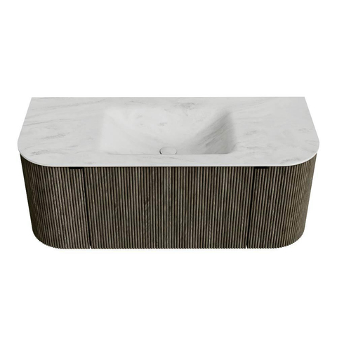 Mondiaz KURVE-DLUX Ensemble de meuble de salle de bains - 110x46x40cm - 1 tiroir - 2 portes - vasque solid surface - central - 1 trou de robinet - Shadow SW1414058