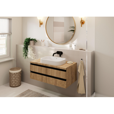 Hansgrohe Vernis Blend 1 greeps wastafelkraan - inbouw - voor wandmontage - voorsprong 20 - 7 cm - mat zwart SW651528