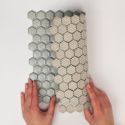 The Mosaic Factory Barcelona mozaïektegel - 26x30cm - 6mm - hexagon - glans soft grey (grijs) SW207142