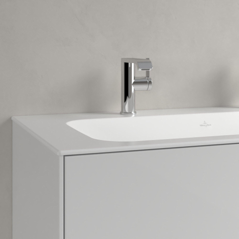 Villeroy & Boch finion meubelwastafel - met 2 kraangaten - 100x50cm CeramicPlus - zonder overloop - Stone White (mat wit) SW209574