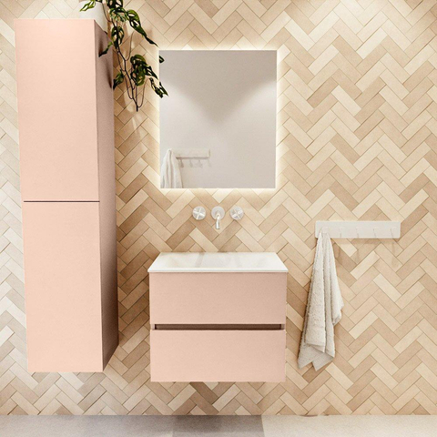 MONDIAZ VICA Badkamermeubelset - 60cm - onderkast rosee- 2 lades - wastafel cloud midden - zonder kraangaten - 60cm hoge versie - talc SW1083343