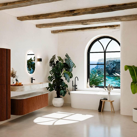 MONDIAZ THOR-DLUX 150cm badmeubel ronding links + rechts kleur Ruby met 1 lade en 2 deuren. Vrijhangende wastafel CLOUD Rechts 1 kraangat kleur Frappe. SW1464554