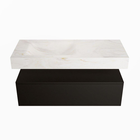 Mondiaz ALAN-DLUX Ensemble de meuble - 110cm - meuble Urban mat - 1 tiroir - Lavabo Cloud Ostra suspendu - vasque gauche - 1 trou de robinet SW807401
