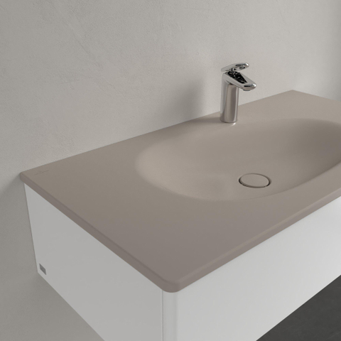 Villeroy & Boch Antao meubelwastafel - 100x50cm - 1 kraangat - met overloop CeramicPlus - mat almond (beige) SW957911