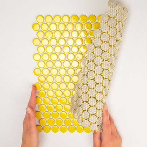 La Mosaic Factory Venice carreau mosaïque - 31,5x29,4cm - carrelage mural - Rond - Porcelaine Jaune brillant SW62304