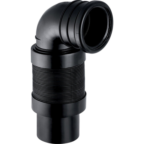 Geberit Duofix wand aansluitbocht - met flexibel aansluitstuk - 90mm - zwart 0730339