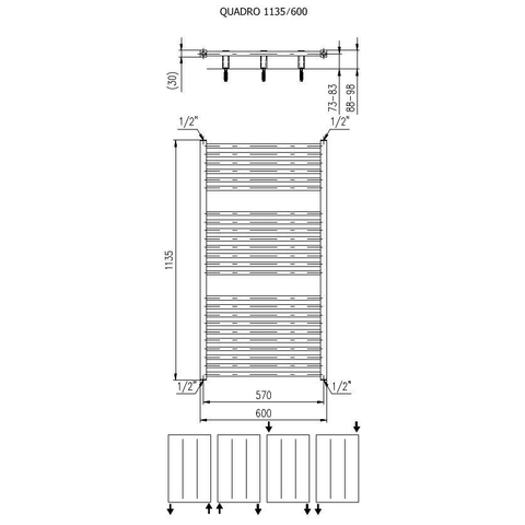 Plieger Quadro radiateur design horizontal 1135x600mm 627W blanc 7250055