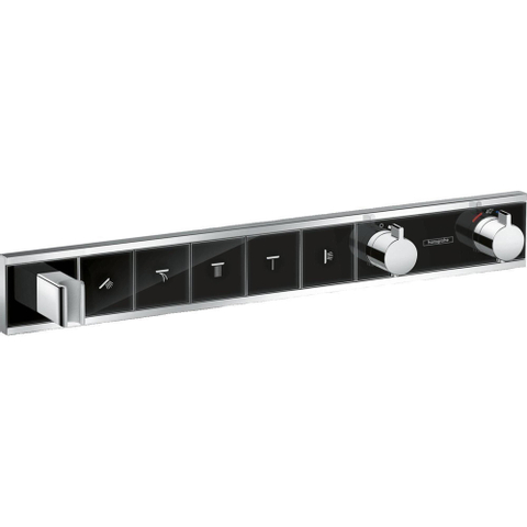 Hansgrohe Rainselect Afbouwdeel - voor inbouw douchekraan - thermostatisch - voor 5 functies - 66.9x90cm zwart/chroom - thermostaat - zwart SW157095