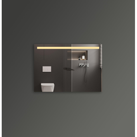 Adema Squared 2.0 Miroir salle de bains 100x70cm avec éclairage LED supérieur avec interrupteur capteur SW647633