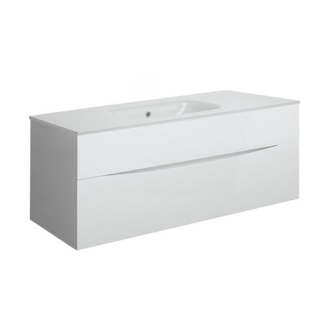 Crosswater Glide II Badmeubelset - 100x45x52cm - 2 lades - greeploos - wastafel ice white - glans wit (grijs) SW876999
