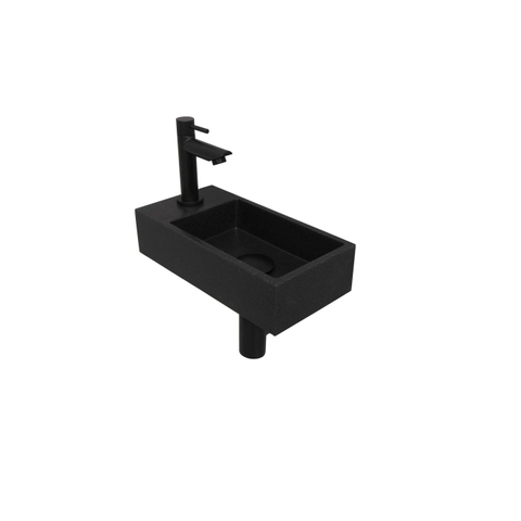 Ink Versus fonteinset – 36x18x9 cm – quartz zwart – kraangat links – mat zwarte kraan SW352439