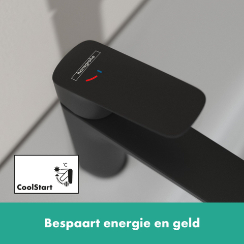 Hansgrohe Logis Eengreeps wastafelmengkraan - 110 - coolstart - met PopUp - trekwaste - mat zwart SW918552