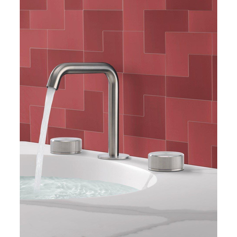 Crosswater 3ONE6 Wastafelkraan opbouw - laag - gebogen uitloop 16.1cm - warm/koud - 2 knoppen - geborsteld RVS SW876102