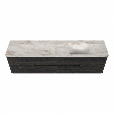 Mondiaz CIRO-DLUX Badkamermeubelset - 190x45x50cm - Solid surface wastafel Frappe - 1 wasbak Rechts - zonder kraangaten - 4 lades - Shadow SW1532195