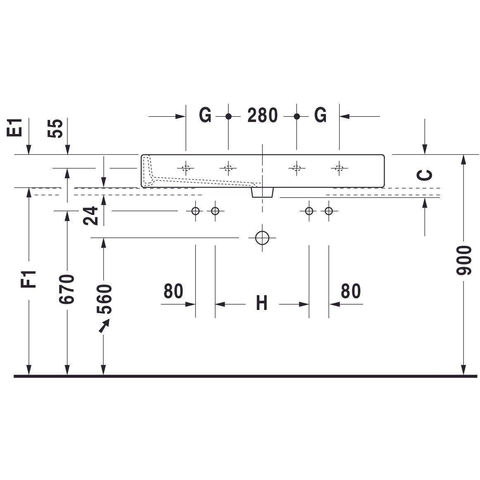 Duravit Vero Dubbele wastafel - 120x47cm - met 2 kraangaten - met overloop - wit 0293351