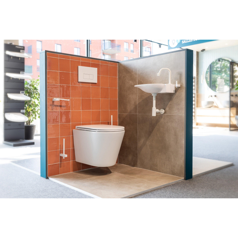QeramiQ Push Metal Bedieningsplaat - voor Geberit UP320 inbouwreservoir - dualflush - rechthoekige knoppen - metaal wit mat - afwerking niet goed - OUTLET UDEN STORE44080