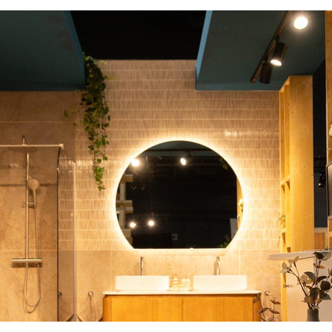 Saniclass Aura miroir – demi-rond – 120 x 102,4 cm – LED indirecte tout autour – chauffage de miroir, à intensité variable SW1152324