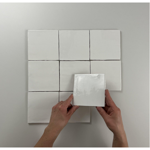 ÉCHANTILLON Kerabo Carreau mural carreaux blancs hollandais anciens blanc 13x13 cm Vintage Brillant Blanc SW735941
