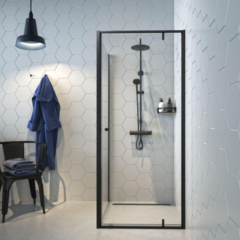 Sealskin Contour cabine de douche - 90x90x200cm - 6 mm - verre de sécurité transparent - noir mat SW296197