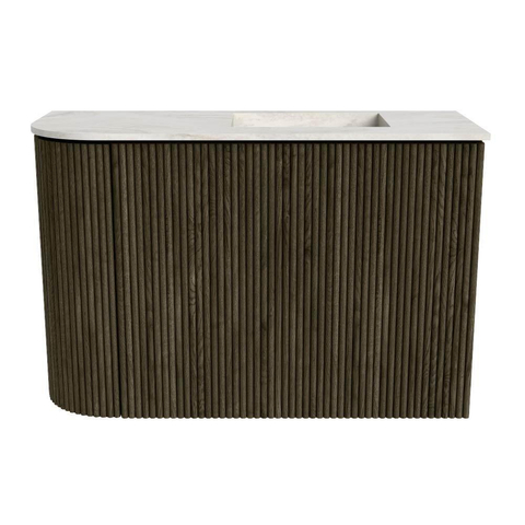 Mondiaz JOYA-DLUX Meuble de salle de bains 61,6cm - arrondi gauche couleur Shadow - Vasque FAYE position Droite 1 trou de robinet couleur Ostra SW1423032