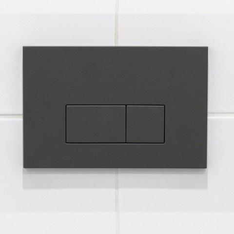 Adema Salina 2.0 Toiletset - 48.5x36x32cm - diepspoel - spoelrandloos - QeramiQ inbouwreservoir - softclose - quickrelease - toiletzitting - mat antraciet kunststof bedieningsplaat - rechthoekige knoppen - wit SW1474578