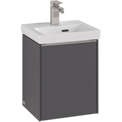Villeroy & Boch Subway 3.0 wastafelonderkast - 40x40x30cm - met 1 linksdraaiende - softclose deur - met aluminium glanzende greep - spaanplaat - Brilliant White (wit) SW701602