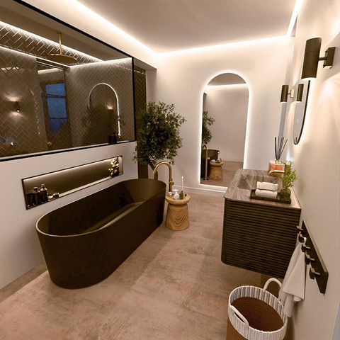 Mondiaz CIRO-DLUX Badkamermeubelset - 100x45x50cm - Solid surface wastafel Sombra - 1 wasbak Midden - 1 kraangat - 2 lades - Shadow SW1532742