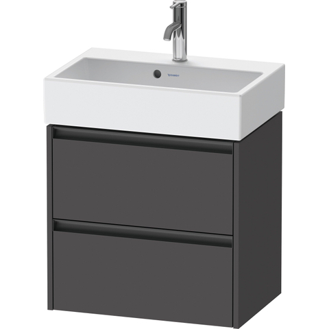Duravit Ketho.2 Wastafelonderbouwkast - met 2 laden - 58.4x39x54.9cm - met grepen antracietgrafiet - mat grafiet (grijs) SW773009