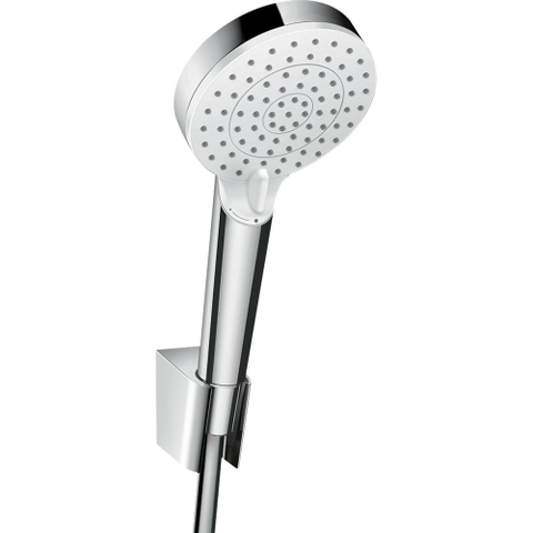 Hansgrohe Crometta Badoucheset Vario - ecosmart - 9 l/min/Porter S - doucheslang - 160cm chroom/w - wit chroom SW73226