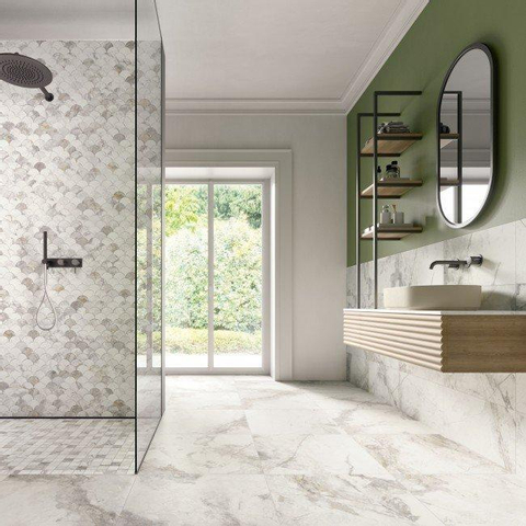Terravito Bezino carreau mural et de sol - 80x80cm - 10mm - carré - rectifié - effet marbre - blanc mat SW706225