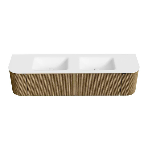 Mondiaz KURVE Ensemble de meubles de salle de bains - 180x46x40cm - 2 tiroirs - 2 portes - vasque solid surface - double - sans trou de robinet - Dusk SW1414729