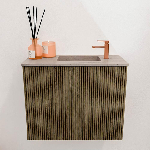 Mondiaz JOYA-DLUX Meuble de toilette 50cm - couleur Dusk - Vasque FAYE position Droite 1 trou de robinet couleur Saba. SW1426040