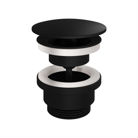 Hotbath Pal Always open plug - met schroef rond - mat zwart SW74450
