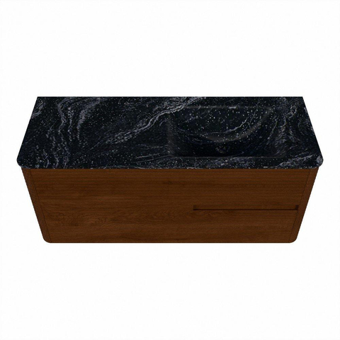 Mondiaz CIRO-DLUX Meuble de salle de bains - 120x45x50cm - Lavabo solid surface Lava - 1 vasque à droite - sans trous de robinet - 2 tiroirs - Ruby SW1531539