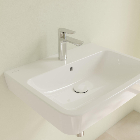 Villeroy & Boch O.novo wastafel - 60x46cm - met 1 kraangat - met overloop - geslepen - White Alpine (glans wit) SW448440