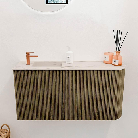 Mondiaz JOYA-DLUX 81.6cm toiletmeubel - ronding rechts kleur Dusk - Wastafel FAYE positie Links 1 kraangat kleur Nata. SW1425928